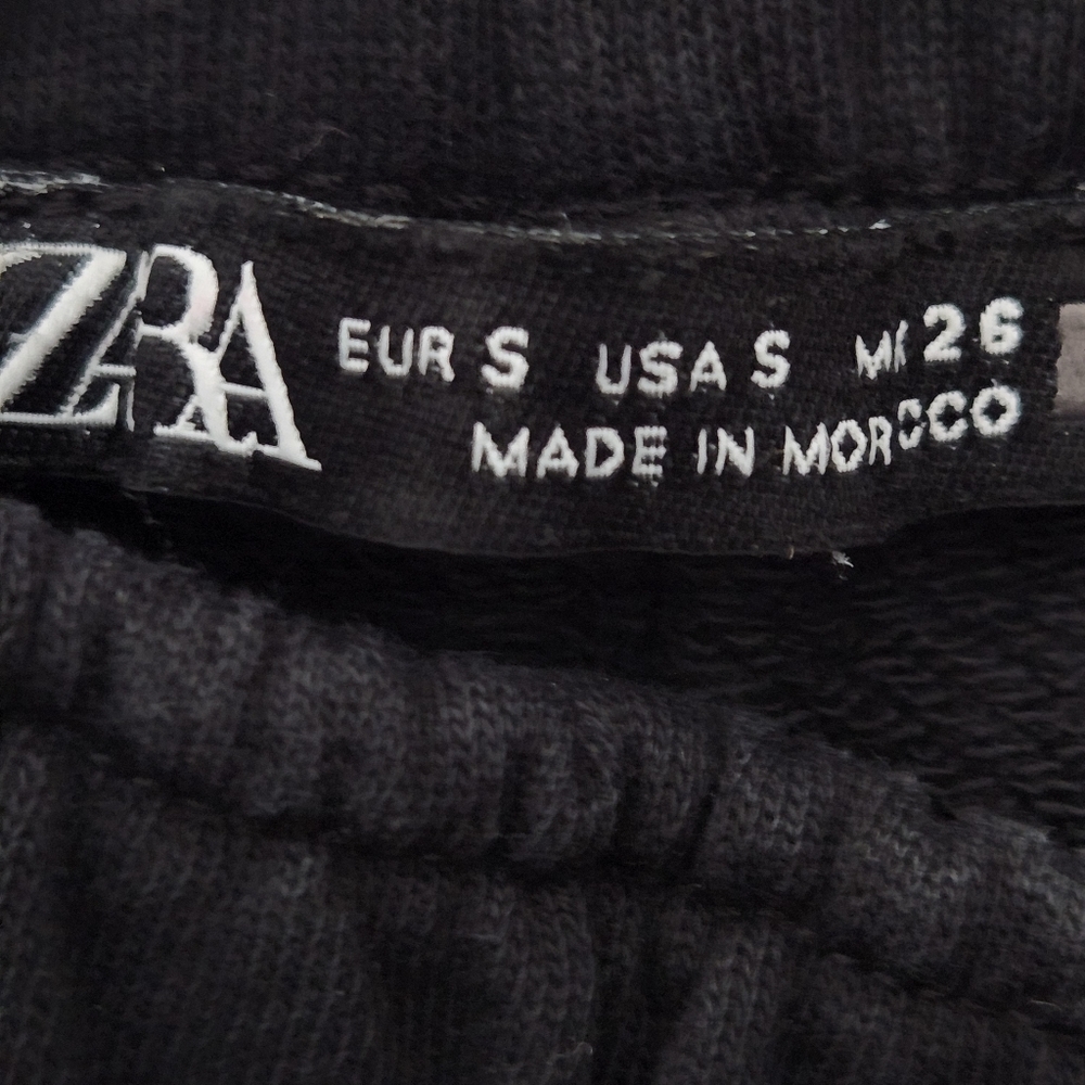 Zara Foil Metallic Paint Joggers Sweatpants Black Silver Size Small - Picture 8 of 9